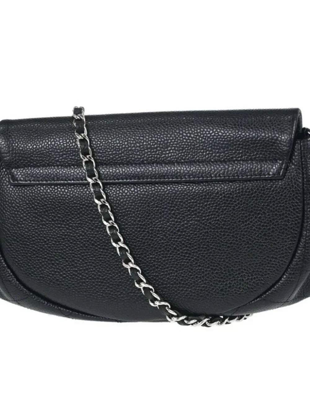 Chanel Black Calfskin Half Moon Flap WOC Wallet on Chain Shoulder Bag